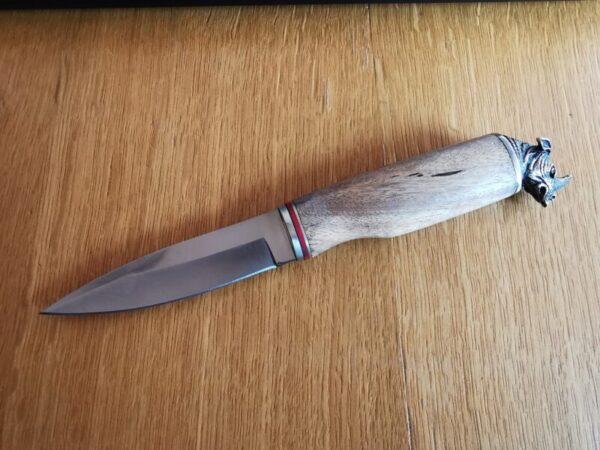 Ловен Нож с Дървена дръжка и Глава на Носорог. Подарък за мъж. Ножове, Мечове Full tang 3