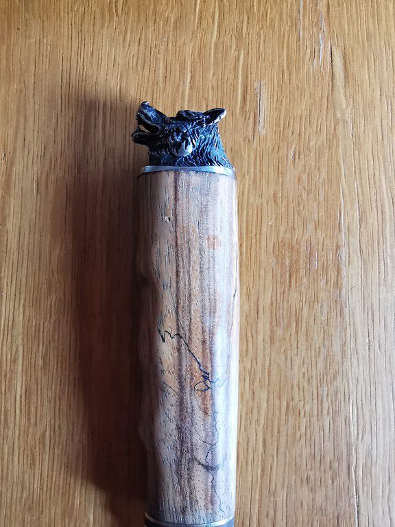 Ловен Нож с Дървена дръжка и Глава на Вълк. Подарък за мъж. Лов и Риболов Full tang 7